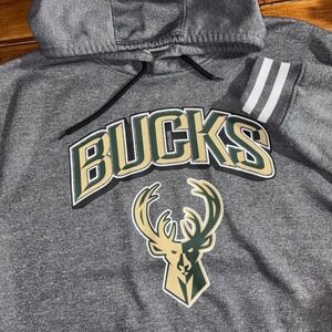 Ultra Game NBA Milwaukee Bucks Hoodie Mens XL Gray Heathered Pullover Sweatshirt